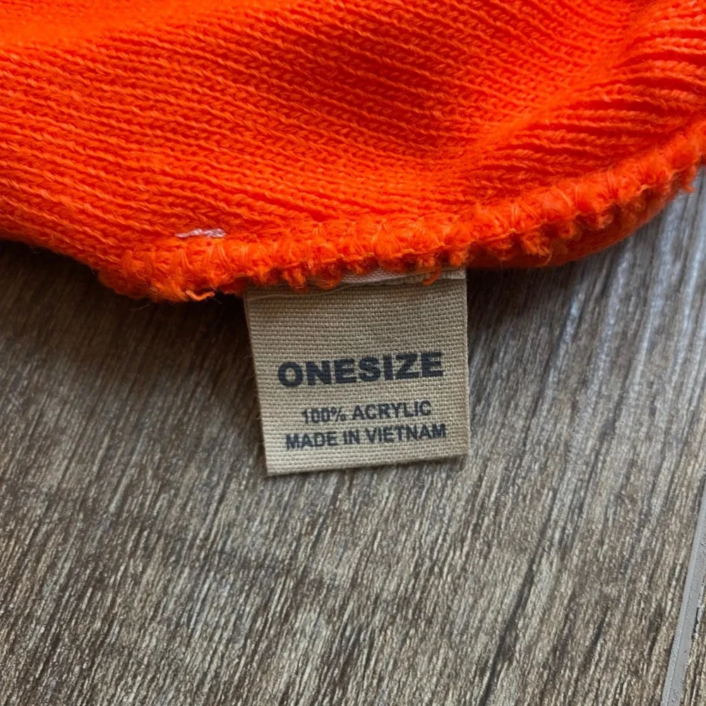 Duluth Trading Co‎ Orange Reflective Striped Knit Cuffed Beanie Hat - One Size